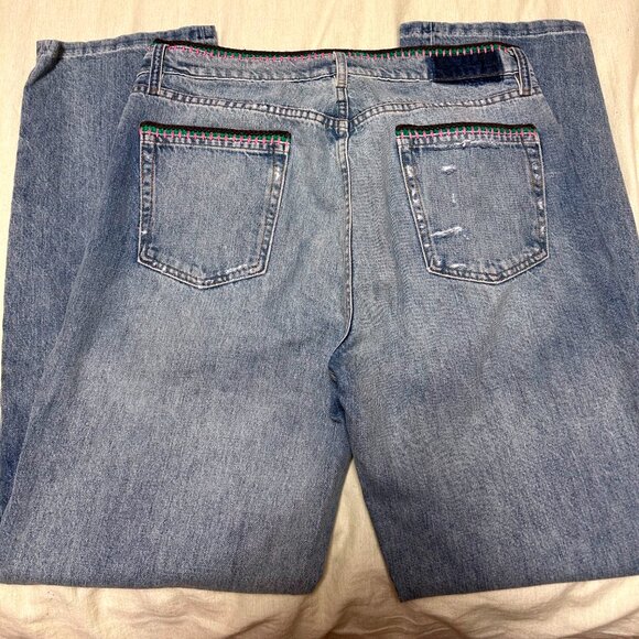 FRAME + Julia Sarr-Jamois crochet-trimmed distressed high-rise boyfriend jeans - Picture 10 of 13